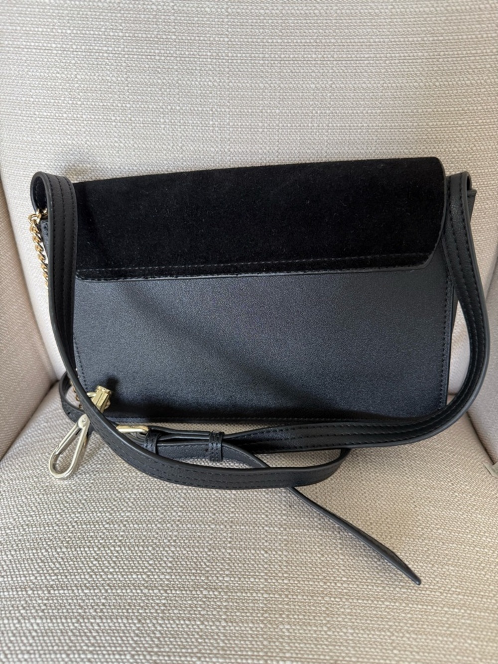 Chloé Faye Small Leather & Suede Crossbody Shoulder Bag Black Gold, ‼️MSRP $1390 - Picture 6 of 15